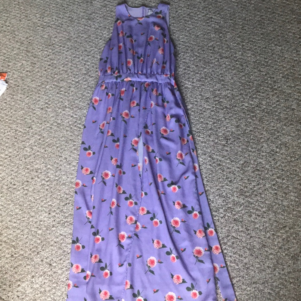 Purple maxi dress with slit